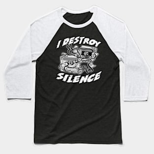 I Destroy Silence Old School White Baseball T-Shirt